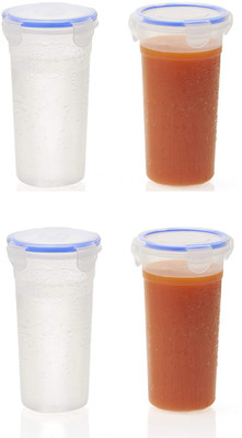 WHITEIBIS Plastic Grocery Container  - 400 ml(Pack of 4, Clear)