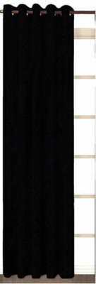 NEW FAB 213 cm (7 ft) Polyester Semi Transparent Door Curtain Single Curtain(Plain, Black)