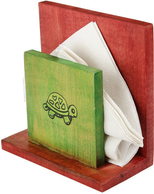 VarEesha 1 Compartments Wooden Tissue Holder(Red, Green)