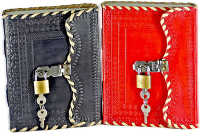 Craft Shop Pack of 2 comes with Lock and Key A5 Diary No 200 Pages(Black_Red, Pack of 2)