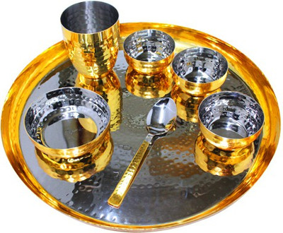 Ojas Pack of 7 Silver Plated Dinner Set(Silver)