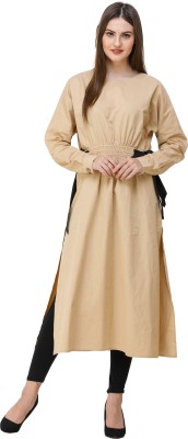SILK ROUTE London Women Fit and Flare Beige Dress