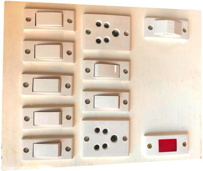 SAIFPRO Heavy Duty Electric Switch Board (7 Switches,2 Sockets,1 Indicator,1 Fuse) 6 A Three Pin Socket