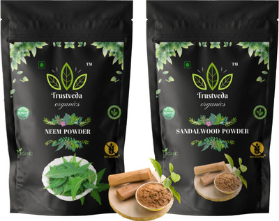 Trustveda organics Natural Sandalwood Powder And Neem Powder Combo For Face(200 g)