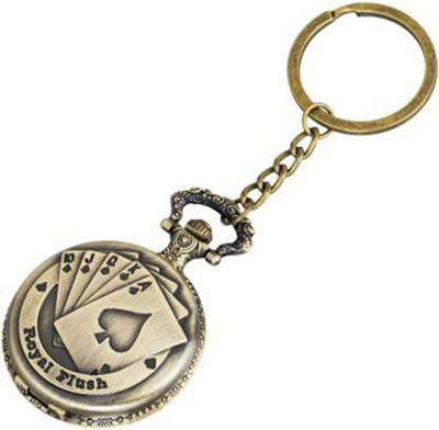 Stepso New Royal Flush Playing Cards Theme Pocket Watch Key Chain