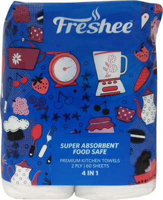 Freshee 4 IN 1 Premium Kitchen Towels(2 Ply, 60 Sheets)