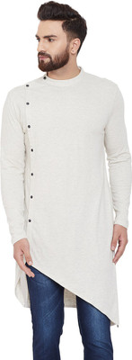 Chill Winston Men Self Design Asymmetric Kurta(Beige)