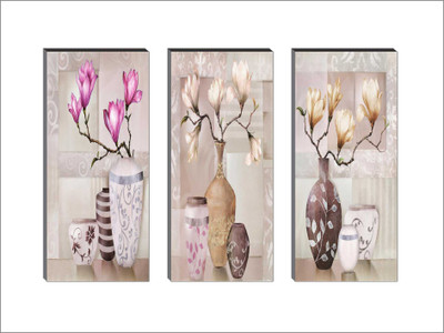 saf 6 MM MDF Abstract Self Hanging Adhesive Digital Reprint 15 inch x 18 inch Painting(With Frame, Pack of 3)