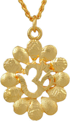Dzinetrendz Gold plated religeous Om Nakshatra Unisex Pendant with Gold plated rope chain Gold-plated Brass Pendant