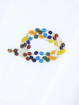 Raviour Lifestyle beads mala natural navratna mala Crystal Stone Necklace Alloy Pendant