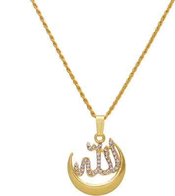 Dzinetrendz Gold plated Half moon crescent Gold-plated Cubic Zirconia Brass Pendant