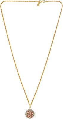 MissMister Gold Plated, Round Shape Mandarin Orange CZ and White CZ, Fashion Chain Pendant Women Stylish Latest Gold-plated Cubic Zirconia Brass Pendant