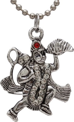 memoir Silver plated Banjrang Bali Hanuman chain necklace jewellery for Men and Women Silver Brass Pendant