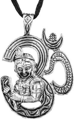MissMister Silver Plated, Om Krishna Hindu Chain Pendant Temple Jewellery Silver Brass