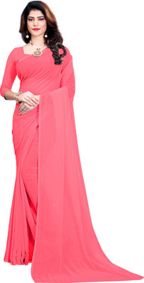RK Fashions Solid/Plain Bollywood Georgette Saree(Pink)