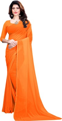 RK Fashions Solid/Plain Daily Wear Georgette Saree(Orange)