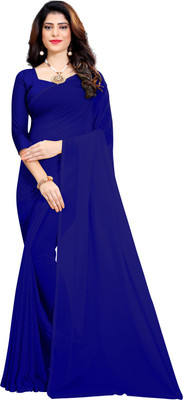 RK Fashions Solid/Plain Bollywood Georgette Saree(Blue)
