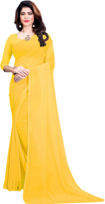 RK Fashions Solid/Plain Daily Wear Georgette Saree(Yellow)