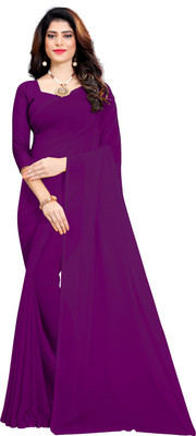 FANCYNINE Solid/Plain Bollywood Georgette Saree(Purple)