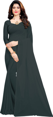 RK Fashions Solid/Plain Daily Wear Georgette Saree(Grey)