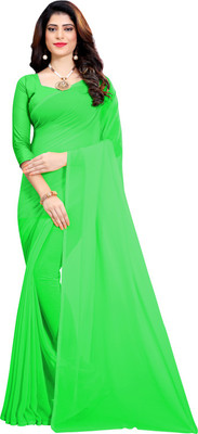 RK Fashions Solid/Plain Bollywood Georgette Saree(Green)
