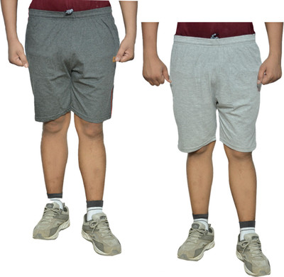 Indistar Self Design Men Grey Regular Shorts