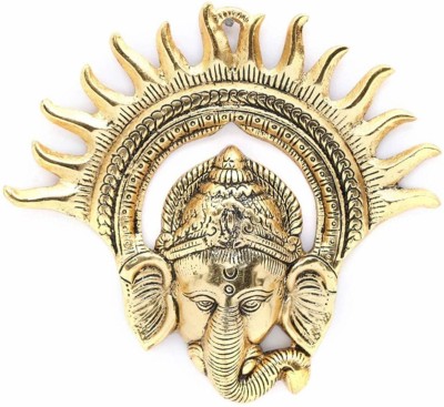 Satya Vipal Golden Wall Hanging Sun Shaped Ganesha Decorative Showpiece  -  19 cm(Aluminium, Gold)