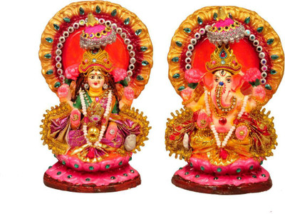 SUNINOW laxmi ganesh Decorative Showpiece  -  18 cm(Clay, Multicolor)