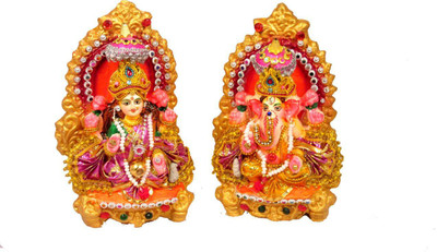 SUNINOW laxmi ganesh Decorative Showpiece  -  18 cm(Clay, Multicolor)
