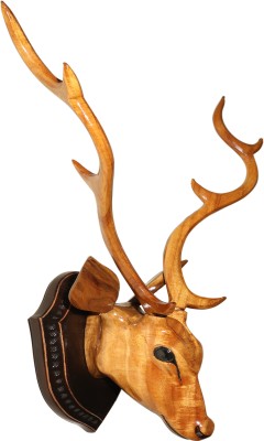 Bankura Traditional Art Center wooden handicraft DEER HEAD 52 cm - showpieces for wall decoration and Wall mounted - Home decor Decorative Showpiece  -  52 cm(Wood, Clear)