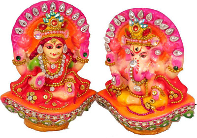 SUNINOW laxmi ganesh Decorative Showpiece  -  10 cm(Clay, Multicolor)