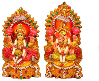 SUNINOW laxmi ganesh Decorative Showpiece  -  21 cm(Clay, Multicolor)