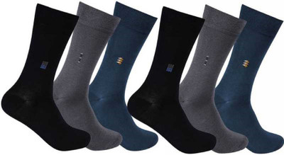 kiyo Men Solid Mid-Calf/Crew(Pack of 6)