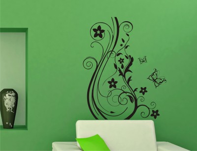 INDIA WALL STICKER 72 cm Butterfly Vine Floral Swirl Flower Wall Decal & Sticker Removable Sticker(Pack of 1)
