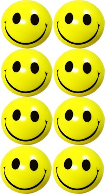 TOYLAND Smiley face Squeeze Soft Balls for Kids and Adults for Stress Relief and Playing (Pack of 8)  - 4 cm(Yellow)