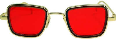 PREVIO Rectangular Sunglasses(For Men, Red)