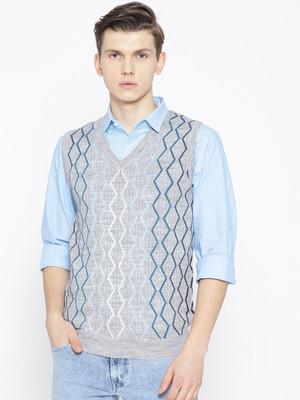 PIERRE CARLO Printed V Neck Casual Men Multicolor Sweater