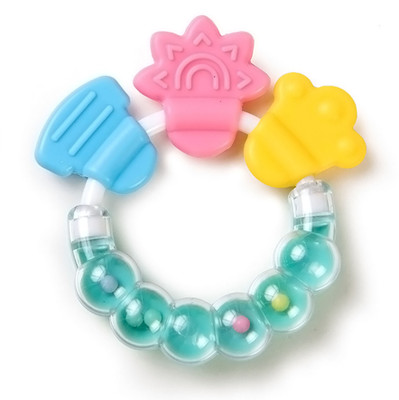 Mahikrite Baby Rattles Teether Toys, Grasping Toy Sensory Teething Rattle, Boiled Disinfection for Infant Newborn Baby Toddler (Green) Teether(Green)