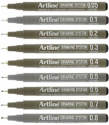 Artline Architect Fineliner Pen(Pack of 9, Ink Color - Black)