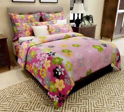 Flipkart SmartBuy 120 TC Cotton Double Floral Flat Bedsheet(Pack of 1, Pink,Green)