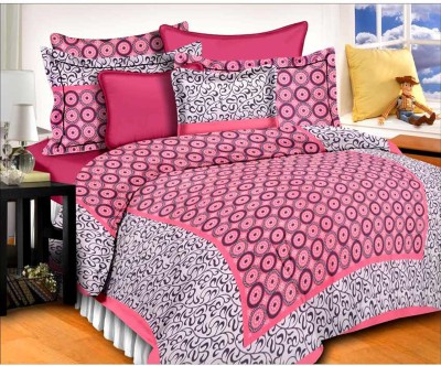 NAIWAL FASHION 160 TC Cotton King Abstract Flat Bedsheet(Pack of 1, Pink)