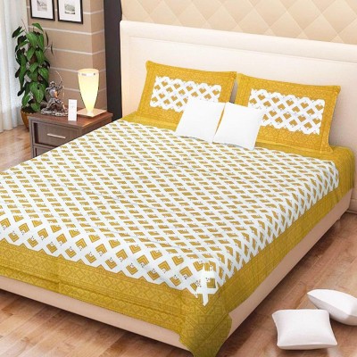 NAIWAL FASHION 160 TC Cotton King Abstract Flat Bedsheet(Pack of 1, Yellow)