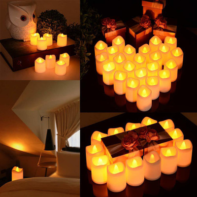SNU Smokeless, Flameless, Battery Operated Led Tea Light Candles Candle(White, Pack of 12)