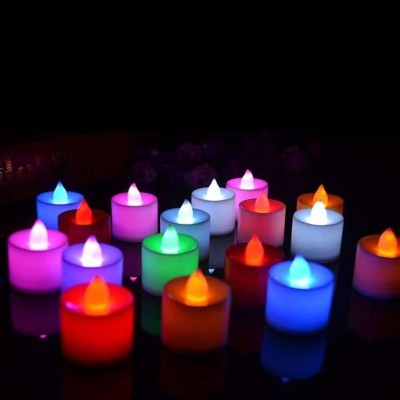 MK Life Smokeless, Flameless, Battery Operated Led Tea Light Candles Candle(Multicolor, Pack of 12)