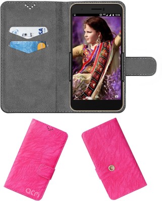 ACM Flip Cover for Intex Aqua Young 4g(Pink, Cases with Holder, Pack of: 1)