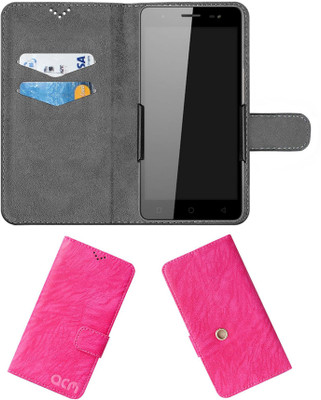 ACM Flip Cover for Micromax Canvas Juice Q461(Pink, Cases with Holder, Pack of: 1)
