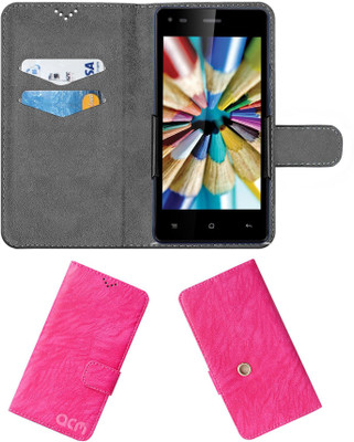 ACM Flip Cover for Iball Andi 4.5v Baby Panther(Pink, Cases with Holder, Pack of: 1)