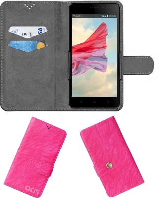 ACM Wallet Case Cover for Lyf Wind 4s(Pink, Cases with Holder, Pack of: 1)
