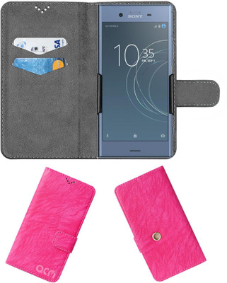 ACM Wallet Case Cover for Sony Xperia Xz1(Pink, Cases with Holder, Pack of: 1)