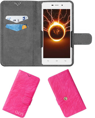 ACM Wallet Case Cover for Celkon Q5k Transformer(Pink, Cases with Holder, Pack of: 1)